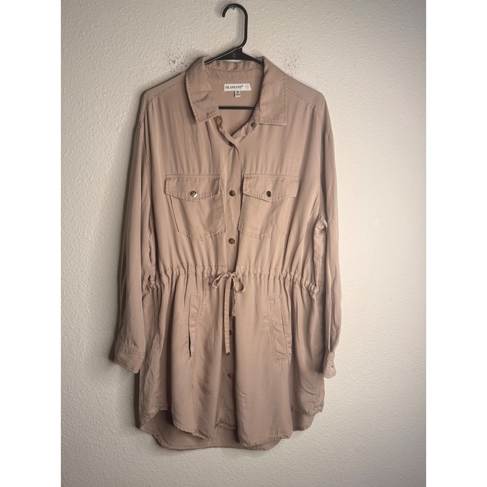BlankNYC Lyocell Utility Utility Dress Drawstring Waist Tunic Shacket Blouse M